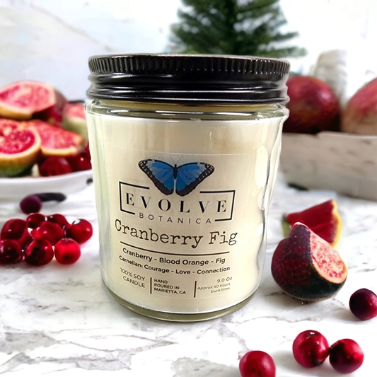 Wood Wick Crystal Soy Candle - Cranberry Fig (Carnelian)