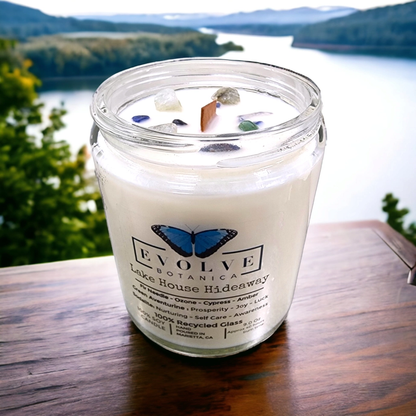 Wood Wick Crystal Soy Candle - Lake House Hideaway