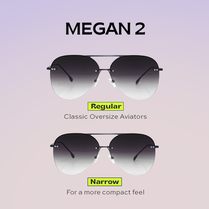 Megan 2 - Faded Black Metal Aviator Sunglasses
