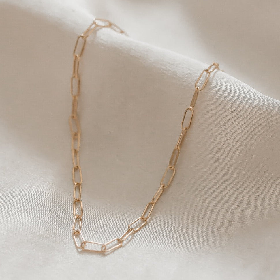 Square Link Gold Chain Choker Necklace