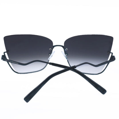 Vixen - Black Lens Black Frame Metal Cateye Sunglasses