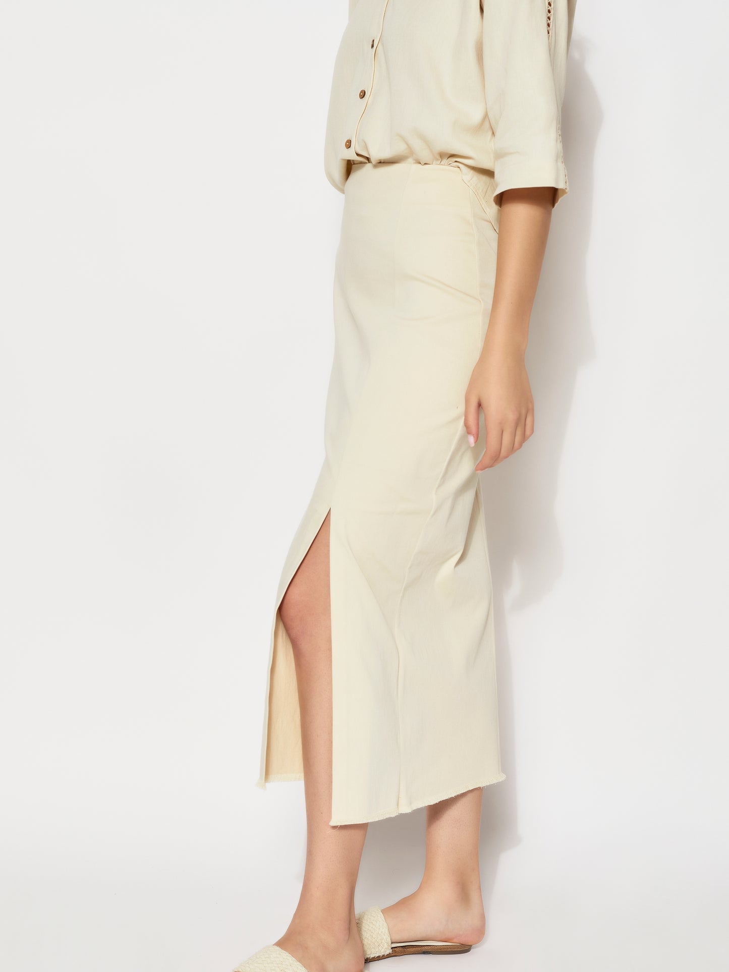 Sustainable Organic Tierra Natural High-Waist Fitted Skirt