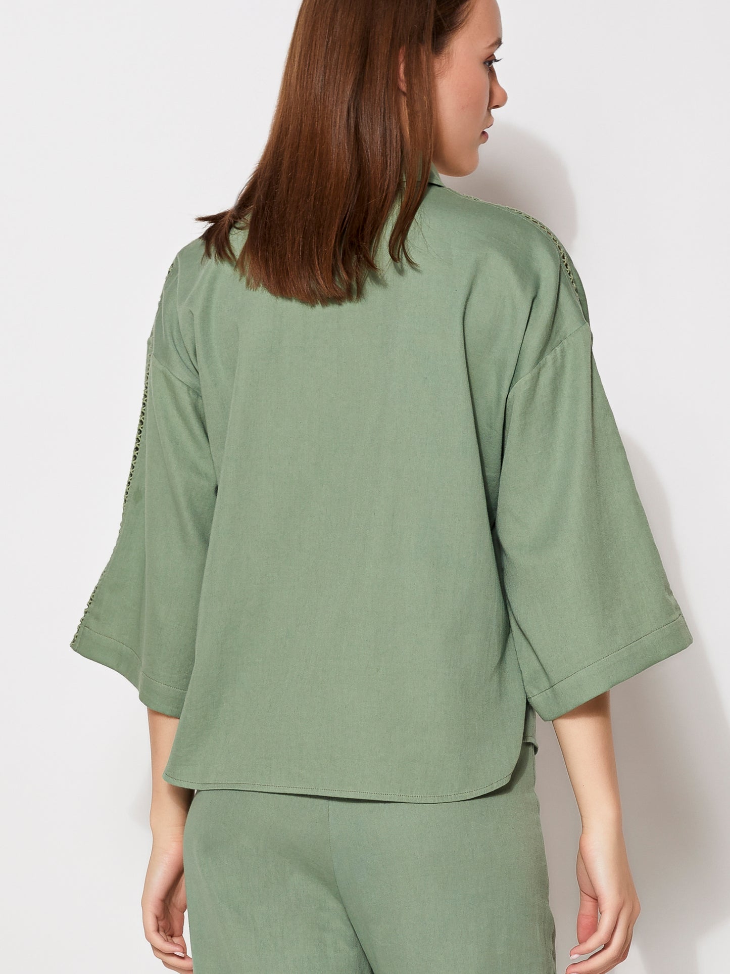 Sustainable Organic Alvyia Olive Collared Short Sleeve Shirt